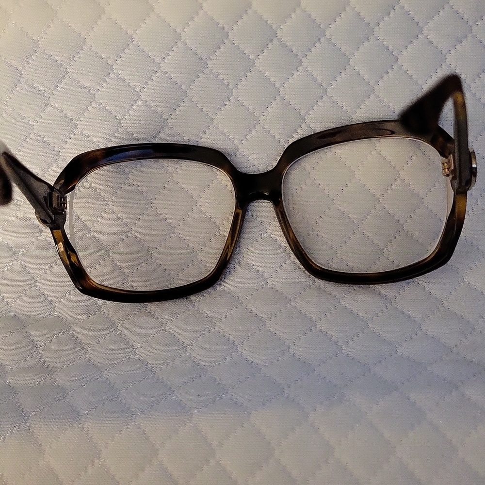 Gucci Black Tortoiseshell Crystal GG Logo Womens Glasses FRAMES ONLY - Picture 7 of 12
